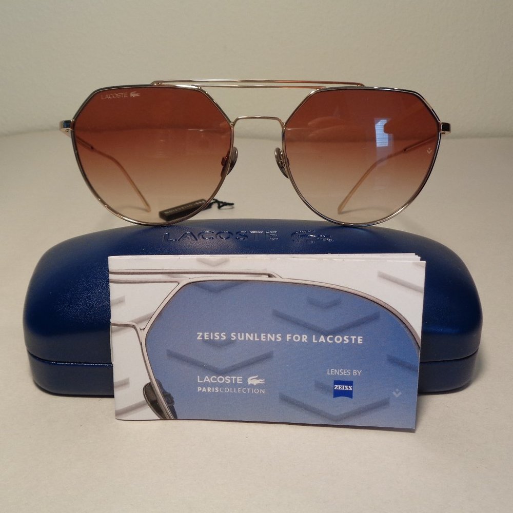 Lacoste L220SPC Rose Gold New Men's Aviator Sunglasses